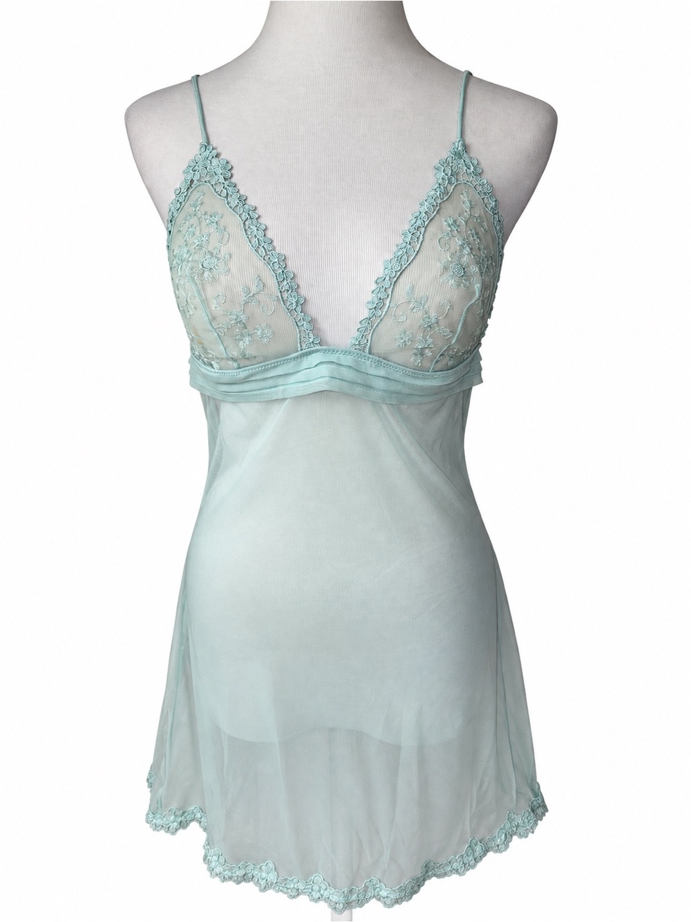 Vintage La Perla Glamour Sheer Embroidered Slip / Chemise — Made in Italy